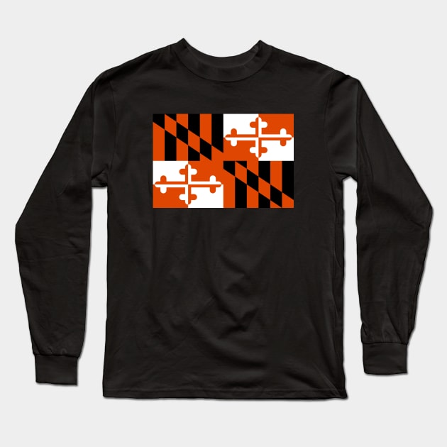 Baltimore Orioles Theme Maryland Flag Baseball Long Sleeve T-Shirt by baysideremix